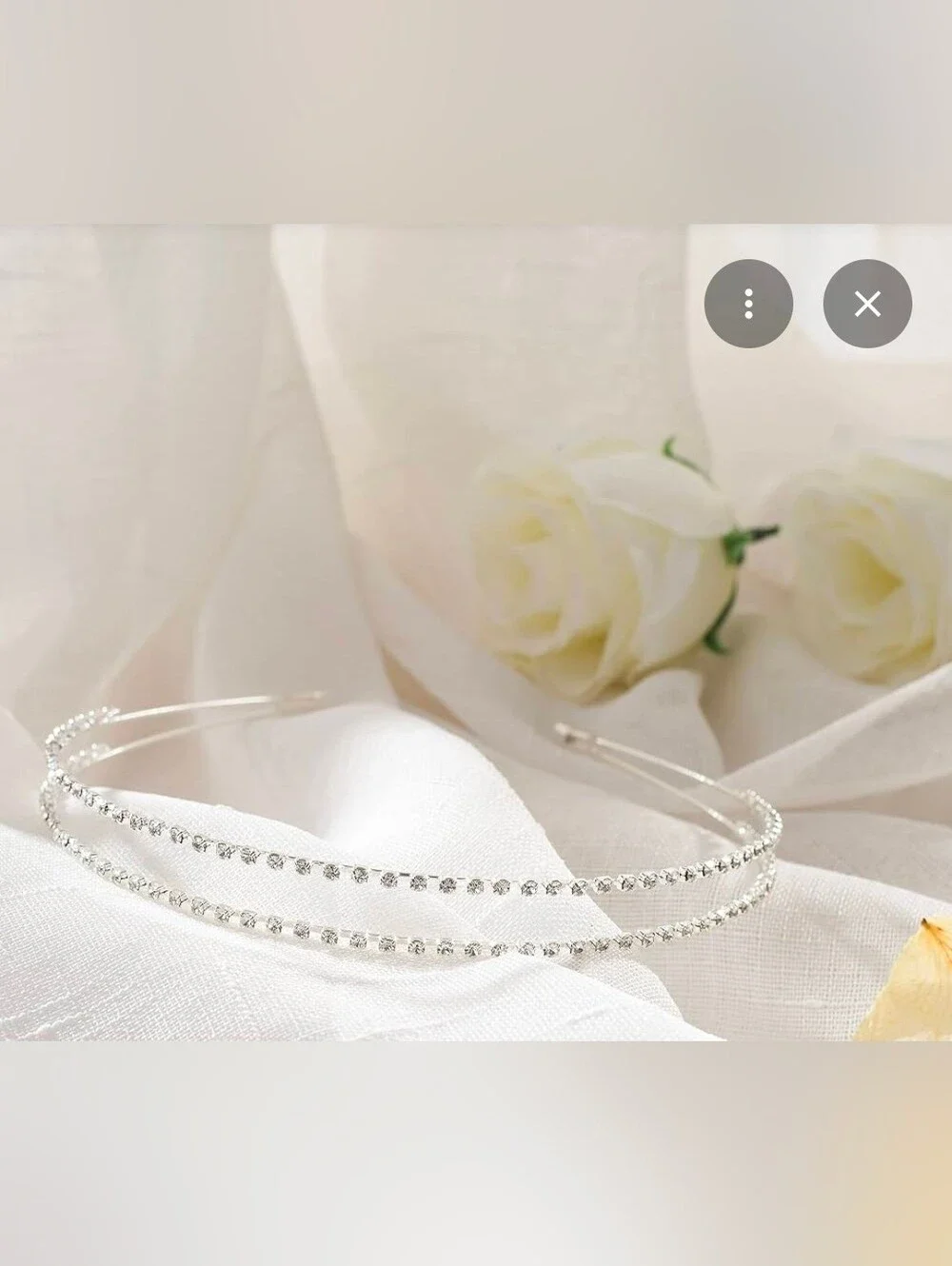 Elegant Silver Rhinestone Double Row Wire Headband BNIB
